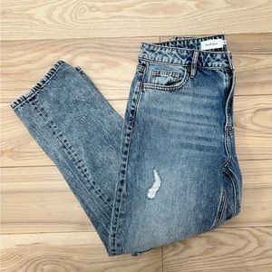 Bohme Jeans Women’s Blue Cotton Denim Distressed High Rise Straight Size 26